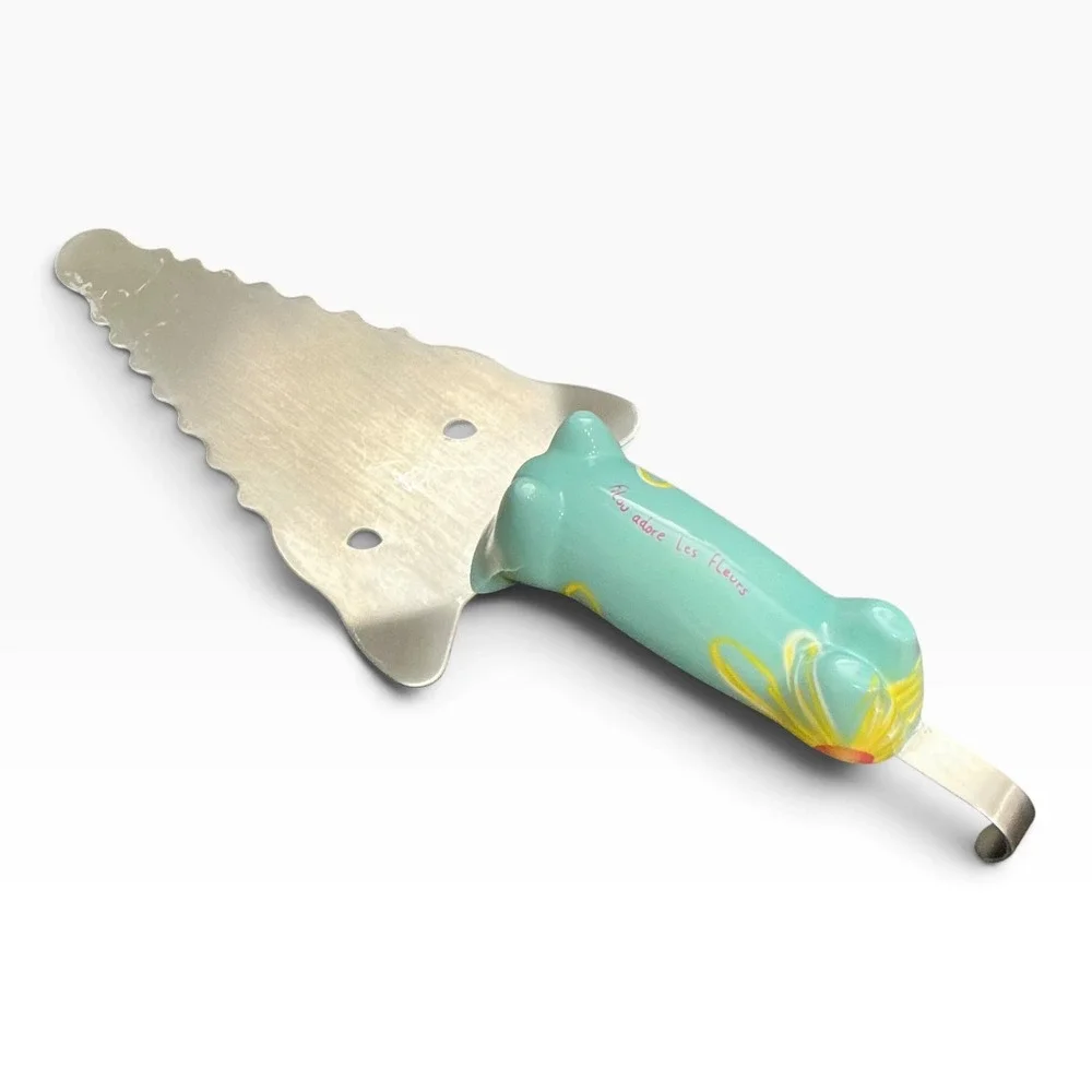 Pylones Filou Dachshund Dog Floral Cake Pie Server Teal French Whimsical Y2K